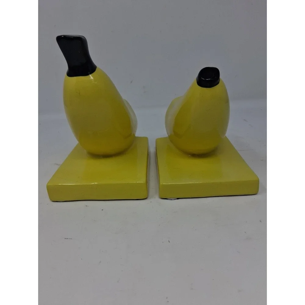 Vintage Ceramic Yellow Banana Bookends Pop Art Warhol Style Home Office Decor